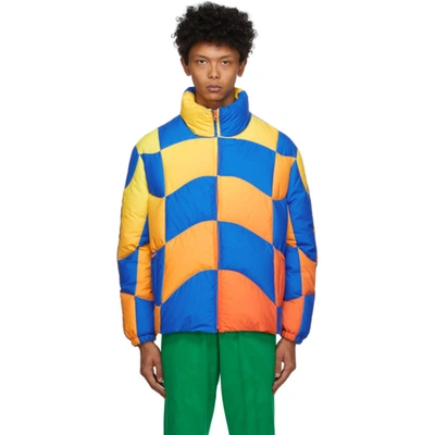 Shop Erl Blue And Yellow Down Ski Jacket