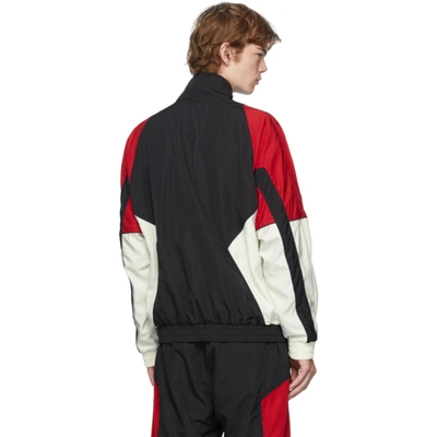 Shop Moschino Black & Red Broken Logo Track Jacket In A2555 Black