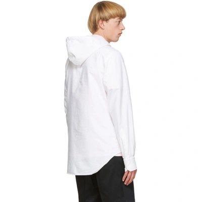 Shop Thom Browne White Oxford Hooded Shirt In 100 White