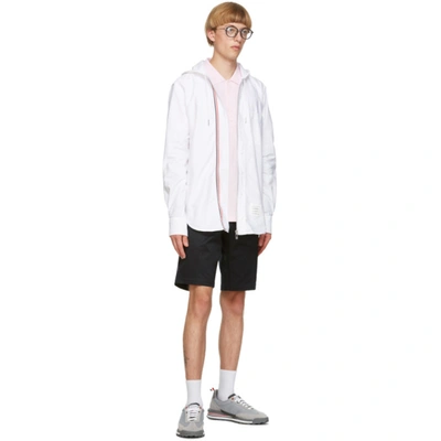 Shop Thom Browne White Oxford Hooded Shirt In 100 White