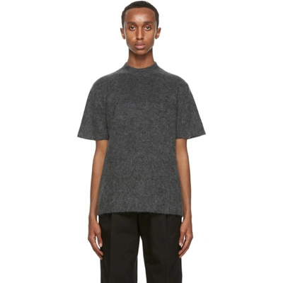 Shop Jacquemus Grey Mohair 'le T-shirt Maille' T-shirt In Dark Grey