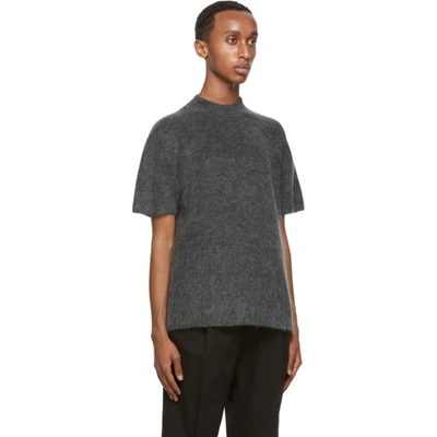 Shop Jacquemus Grey Mohair 'le T-shirt Maille' T-shirt In Dark Grey