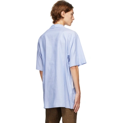 Shop Gucci Blue Oversized Bowling Shirt In 4990 Skyblu