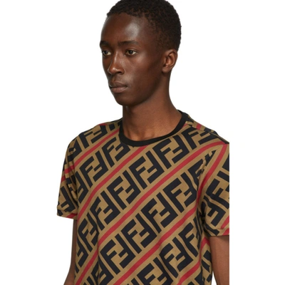 Shop Fendi Beige & Red All Over Ff T-shirt In F13j8 Nocci