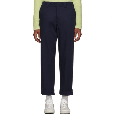 Acne Studios Navy Astym New Trousers | ModeSens