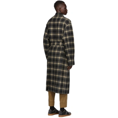 Shop Cmmn Swdn Reversible Grey Wool Check Bastien Coat In Grey Check