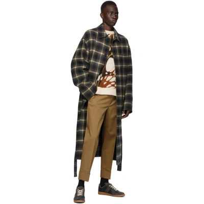 Shop Cmmn Swdn Reversible Grey Wool Check Bastien Coat In Grey Check