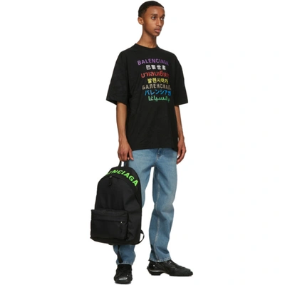 Shop Balenciaga Black Languages Medium Fit T-shirt In 2771 Black/