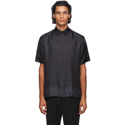 Shop Fendi Black Silk 'forever ' Short Sleeve Shirt In F0qa1 Black