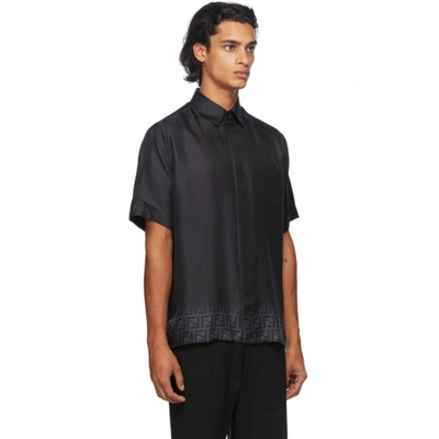 Shop Fendi Black Silk 'forever ' Short Sleeve Shirt In F0qa1 Black