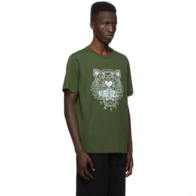 Shop Kenzo Green Classic Tiger T-shirt In 51 - Dark K