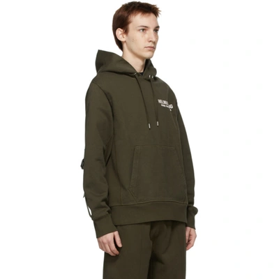 Shop Helmut Lang Khaki Sleeve Strap Hoodie In Hunter Sage