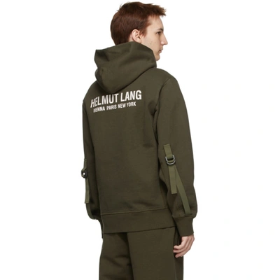 Shop Helmut Lang Khaki Sleeve Strap Hoodie In Hunter Sage