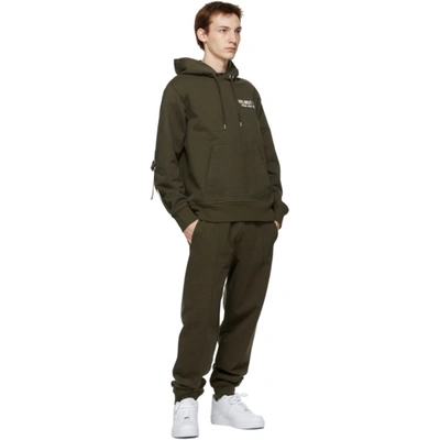 Shop Helmut Lang Khaki Sleeve Strap Hoodie In Hunter Sage