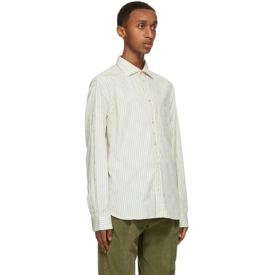 Shop Gucci Off-white & Blue Striped Gg Shirt In 9018 Natura