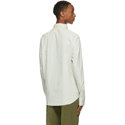 Shop Gucci Off-white & Blue Striped Gg Shirt In 9018 Natura