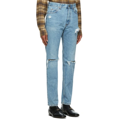 Shop Gucci Blue Ripped Eco Washed Jeans In 4009 Light
