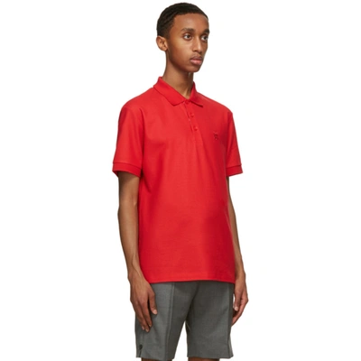 Shop Burberry Red Eddie Polo In Bright Red