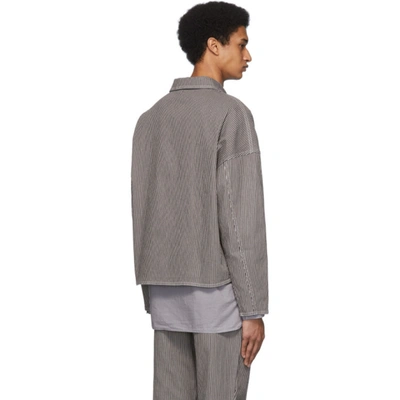 Shop Robert Geller Grey & Off-white Striped Three-pocket Jacket In Birch