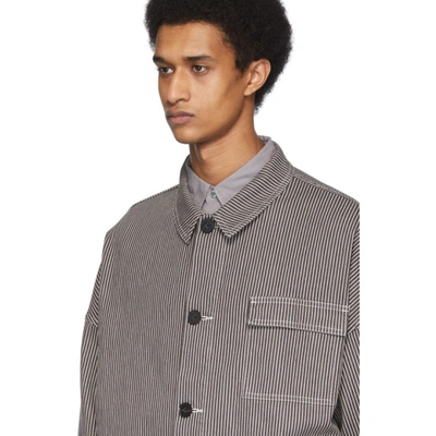 Shop Robert Geller Grey & Off-white Striped Three-pocket Jacket In Birch