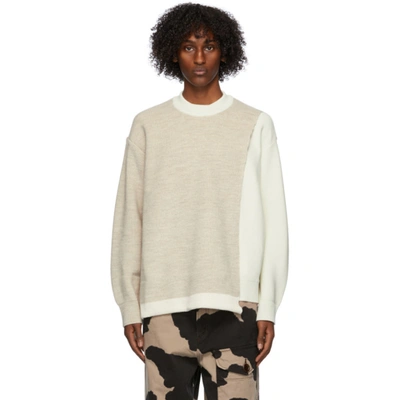 Shop Ambush Off-white Overlap Sweater In White/beige