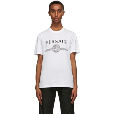Shop Versace White Medusa Logo T-shirt In A1001 White