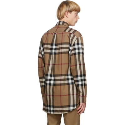Shop Burberry Brown Check Relaxed Fit Shirt In Multi Check