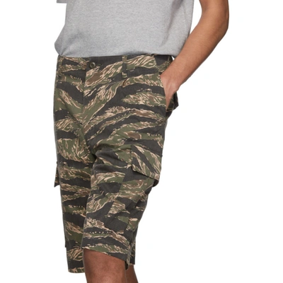 Shop Junya Watanabe Khaki And Brown Camouflage Chino Cargo Shorts In 1 Khaki/blk