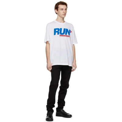 Shop Dsquared2 White 'run' Slouch T-shirt In 100 White