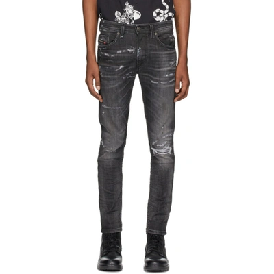 Shop Diesel Black Denim Thommer 0098e Jeans In 02 Black