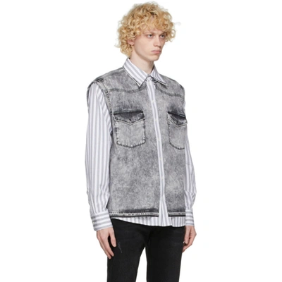 Shop Dolce & Gabbana White & Grey Denim Vest Shirt In S9001 Blk