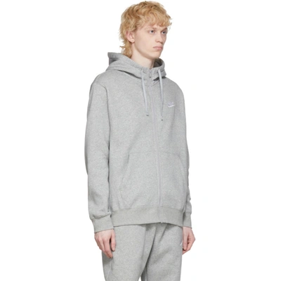 Shop Nike Grey Club Full-zip Hoodie In 063 Dk Grey