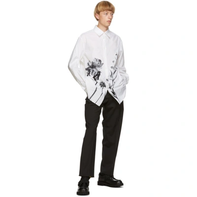 Shop Valentino Off-white And Black Flowersity Shirt In Yq0 Bianco/