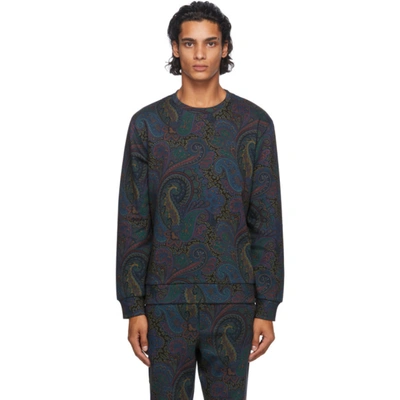 Shop Etro Navy Paisley Sweatshirt In 200 Navy