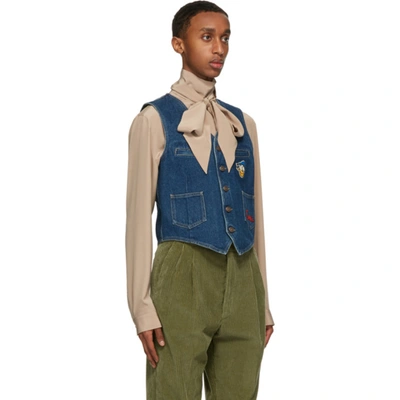 Shop Gucci Blue Disney Edition Eco-washed Denim Vest In 4447 Blue