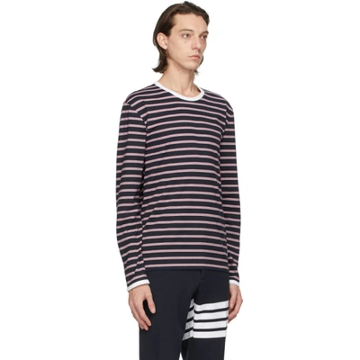 Shop Thom Browne Navy & Red Ringer Long Sleeve T-shirt In 415 Navy