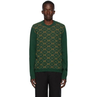 Shop Gucci Green Wool Jacquard Gg Sweatshirt In 3465 Green