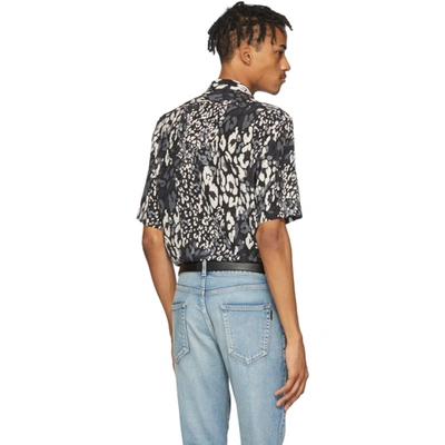 Shop Saint Laurent Black & Grey Silk Leopard Shirt In 1076 Crainr