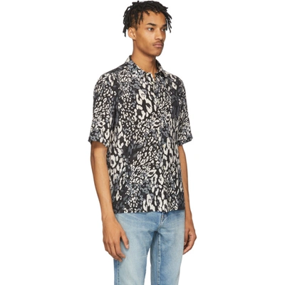 Shop Saint Laurent Black & Grey Silk Leopard Shirt In 1076 Crainr