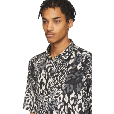Shop Saint Laurent Black & Grey Silk Leopard Shirt In 1076 Crainr