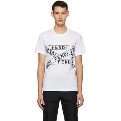 Shop Fendi White Logo T-shirt In F0znm White