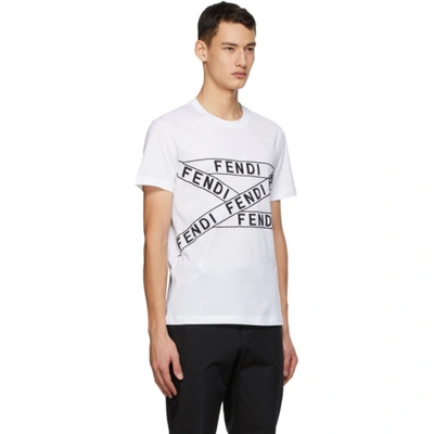 Shop Fendi White Logo T-shirt In F0znm White