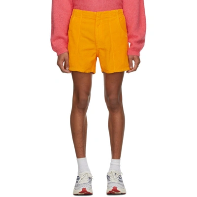 Shop Erl Orange Corduroy Shorts