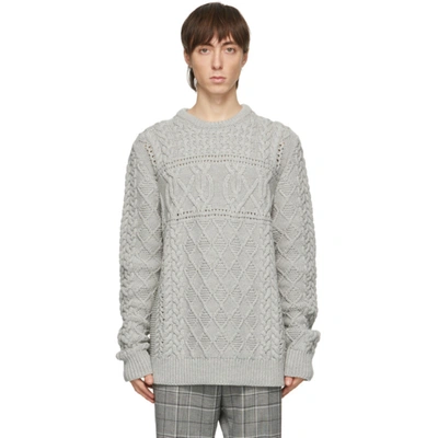 Shop Paul Smith Grey Virgin Wool Cable Knit Sweater In 05 Trans