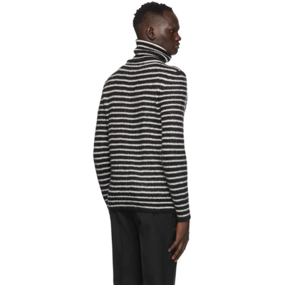 Shop Saint Laurent Black & Off-white Loose Fit Turtleneck In 1095 Blknat