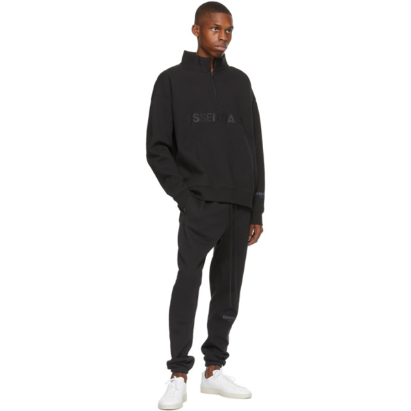 Download Essentials Black Half-zip Mock Neck Sweatshirt | ModeSens