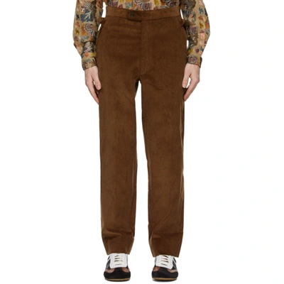 Shop Bode Brown Corduroy Side-tie Trousers