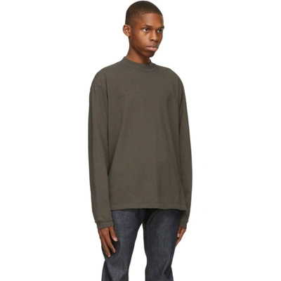 Shop John Elliott Grey 900 Mock Neck Long Sleeve T-shirt In Charcoal
