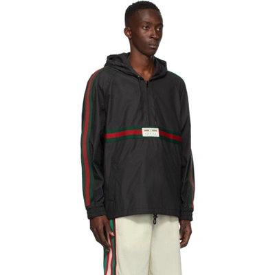 Gucci Black Half-zip Coated Cotton Jacket | ModeSens
