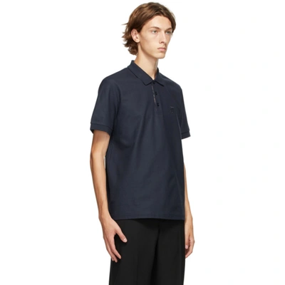 Shop Burberry Navy Eddie Polo In Blue A1222
